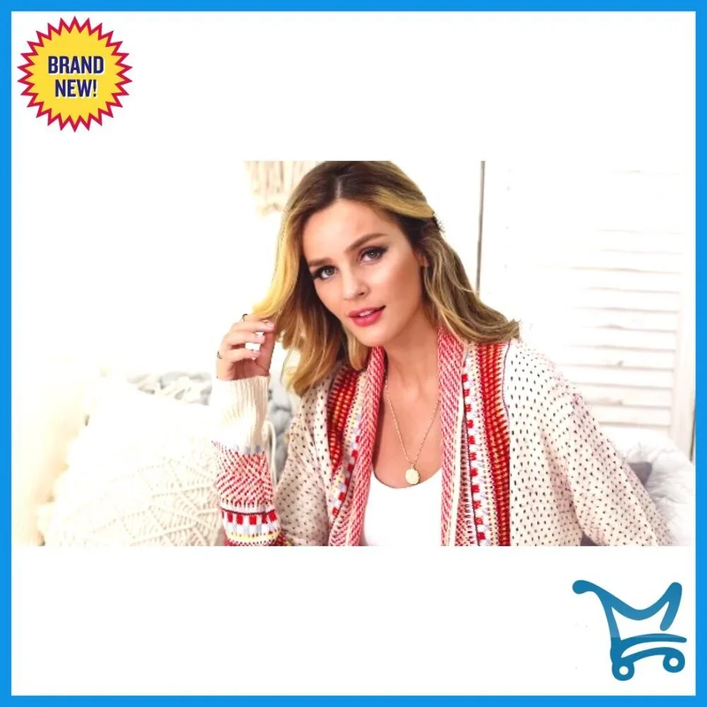 Boho Cardigan Sweater Long Open Front Maxi Knit Oversized Tassel Fringe - Picture 4 of 6